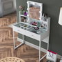 Hanah Home Mesa de Maquillaje con 9 Focos en Blanco